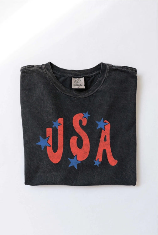 Black USA Tee