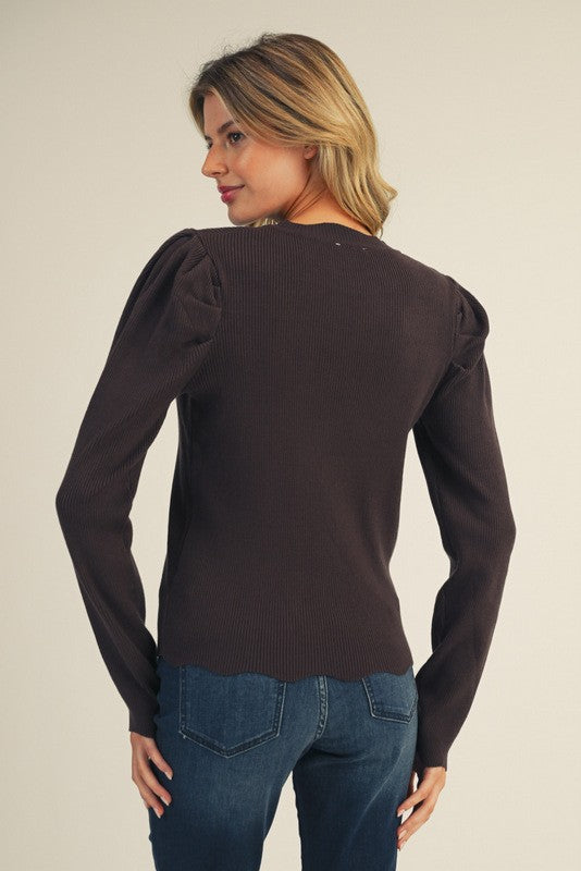 Brown Puff Sleeve