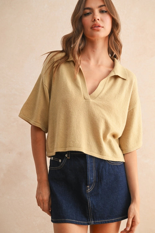 Collared Crop Sweater