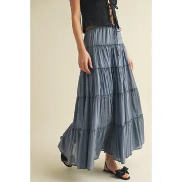 Drawstring Tiered Skirt