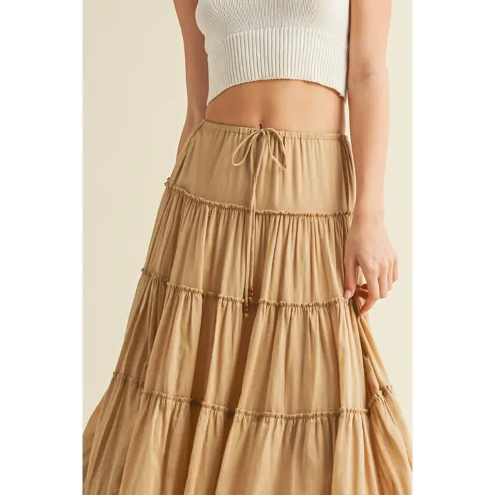 Drawstring Tiered Skirt