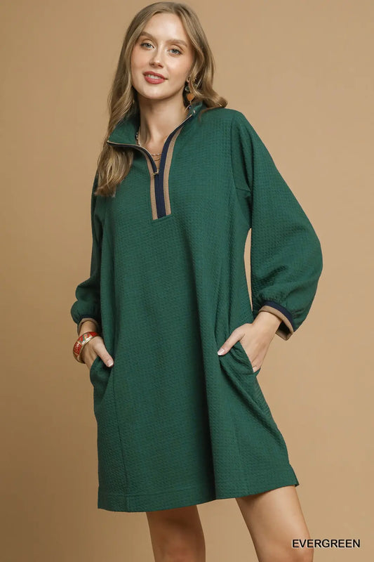 Waffle Zip Dress