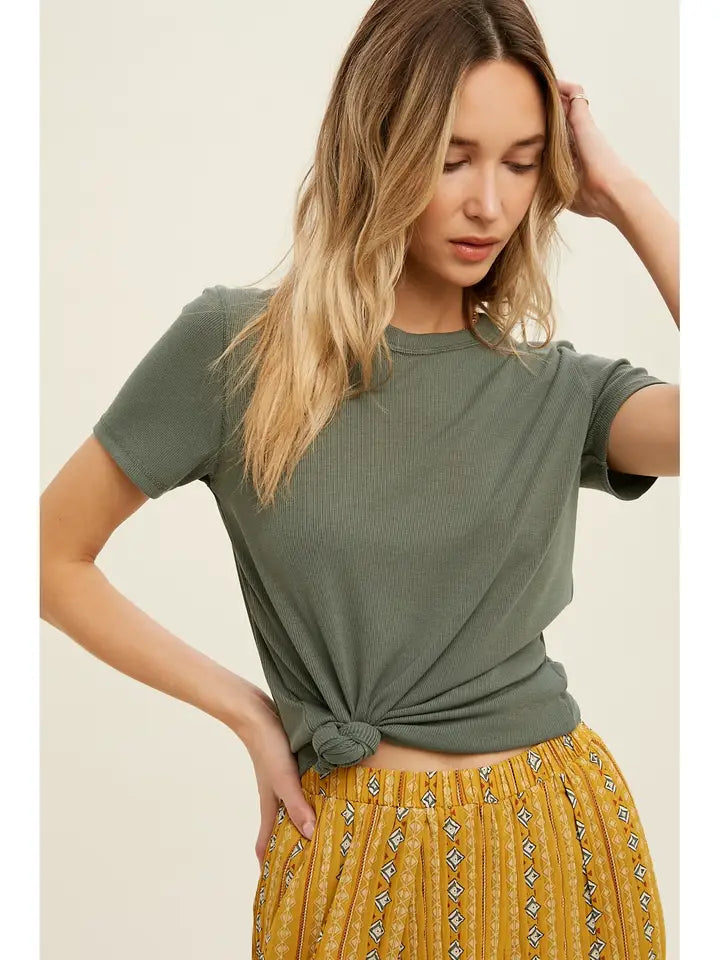 Ribbed Basic Knit Tee