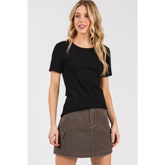 Ribbed Crew Neck Tee