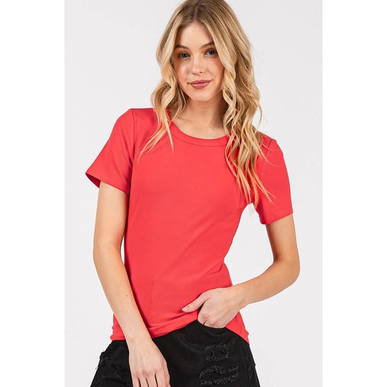 Ribbed Crew Neck Tee
