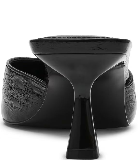 Crinkle Leather Kitten Mule