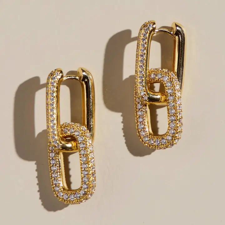 Pave Double Link Hoop