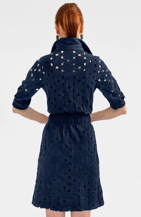 Navy Eyelet Dress