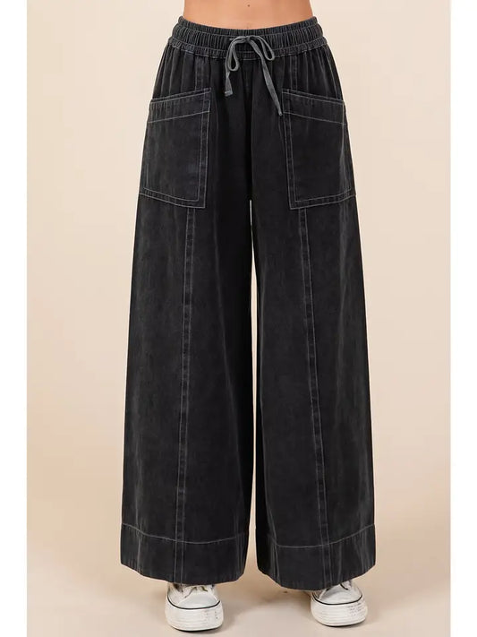 Mineral Wash Wide Leg Pants