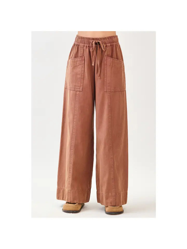 Mineral Wash Wide Leg Pants