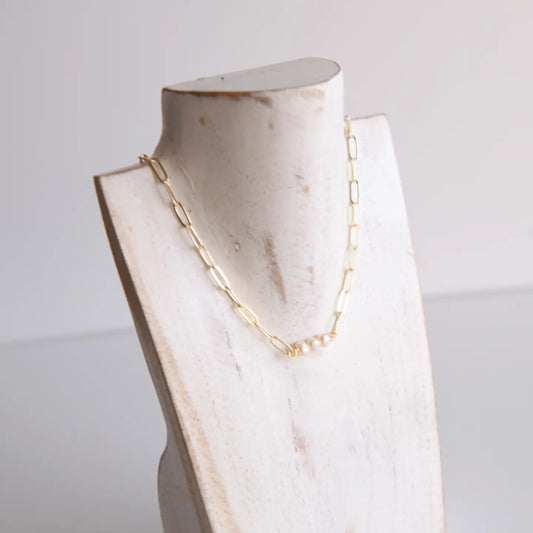 Paperclip Pearl Necklace