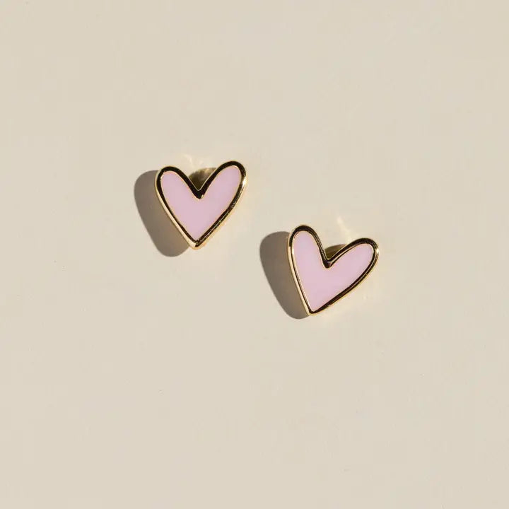 Pink Heart Studs