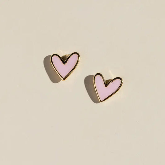 Pink Heart Studs