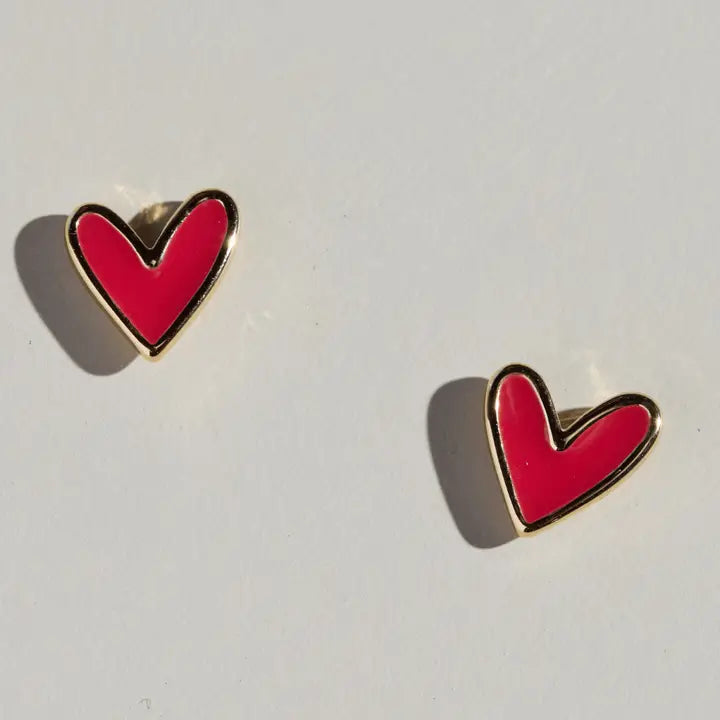 Red Sweetheart Studs