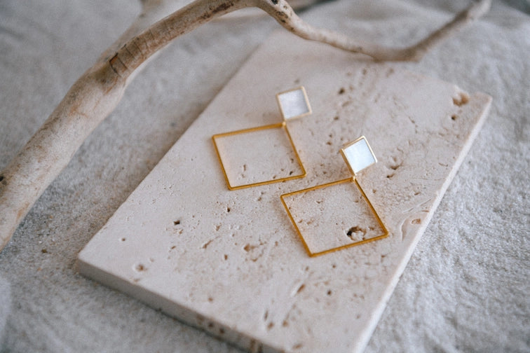 Shell Diamond Hoops