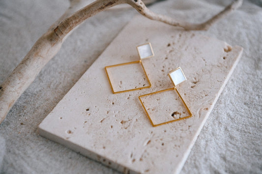 Shell Diamond Hoops