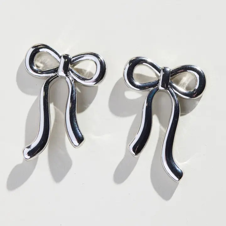 Silver Bow Earrings