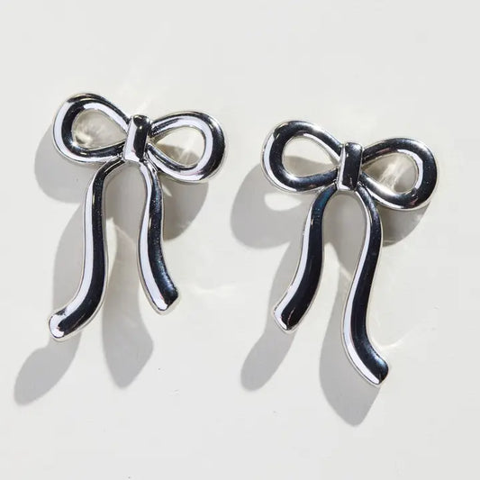 Silver Bow Earrings