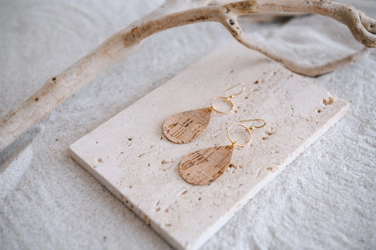 Small Cork Teardrop Earrings