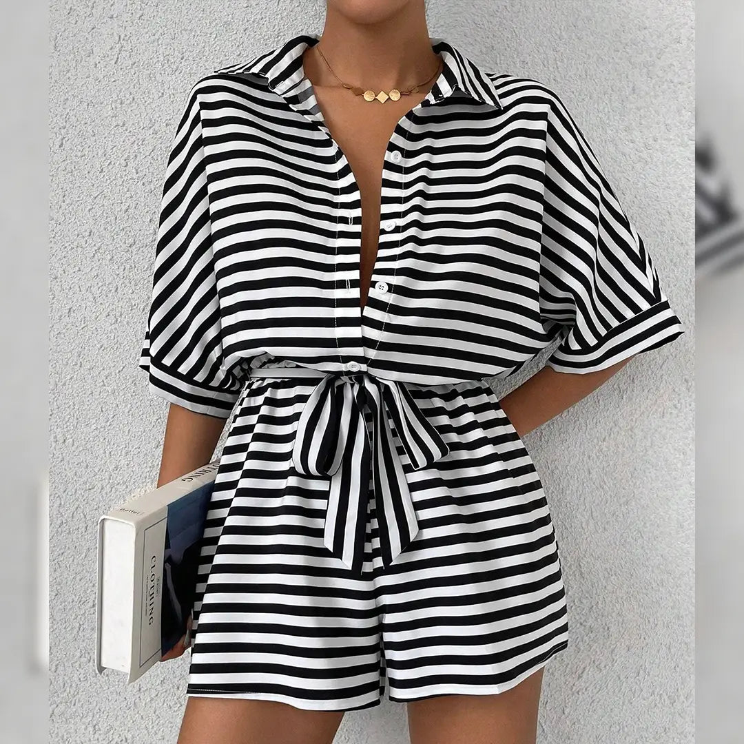 Black Stripe Romper