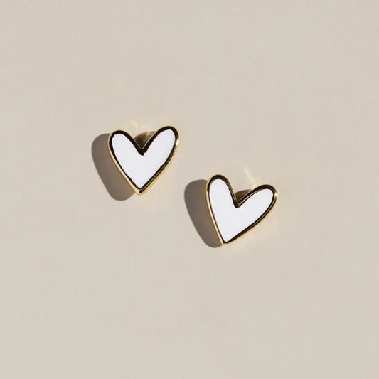 White Sweetheart Studs