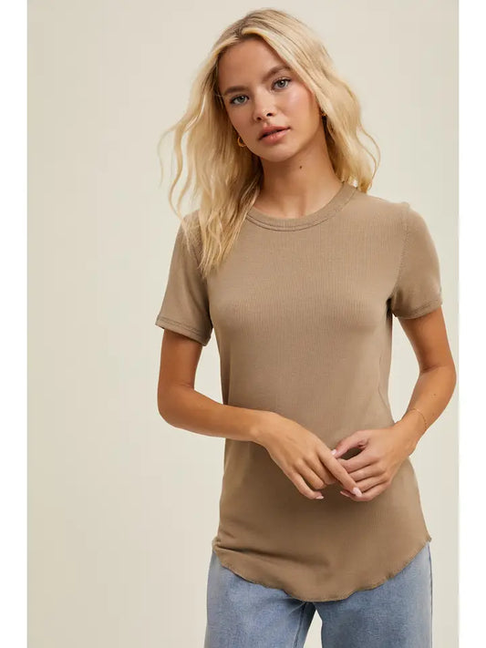 Ribbed Basic Knit Tee